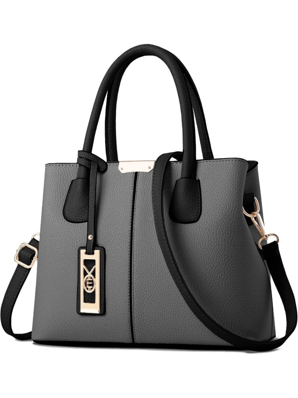 〽️Women's Grey Black Top Handle Satchel Shoulder Strap Purses Travel Handbags